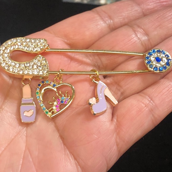 Evil Eye Gold Plated Handmade Safety pins for baby stroller.$25 each - Picture 9 of 12